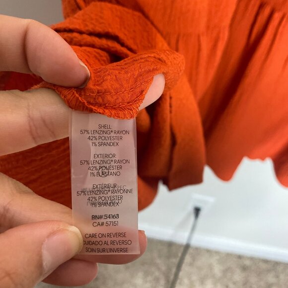 Calvin Klein Womens Dress 16 Burnt Orange Peasant Tiered Relaxed Fit Vacation - Picture 4 of 6